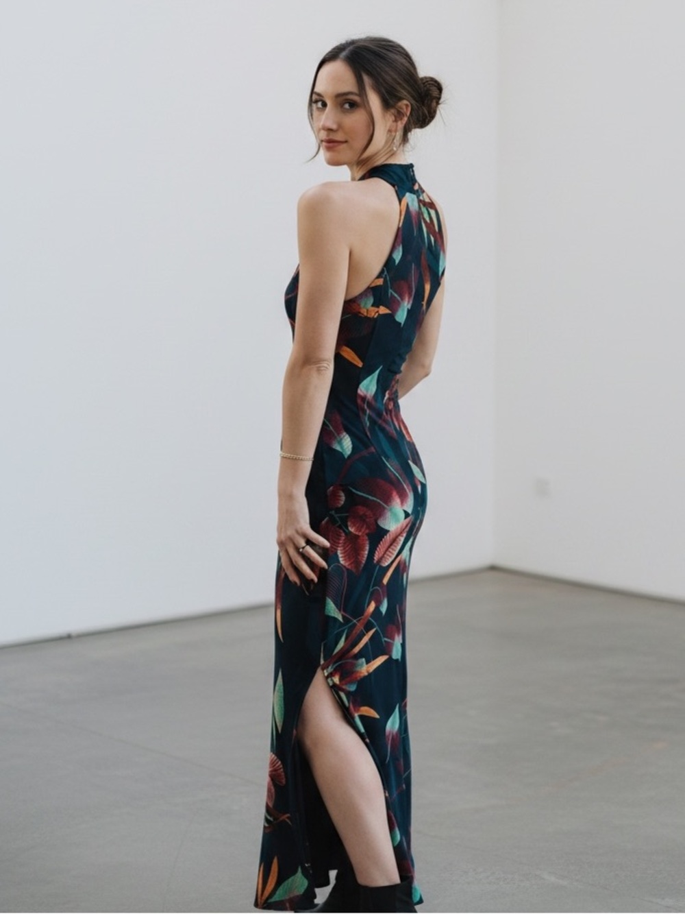 Rachel Roy Navy Floral Halter Dress XL - Picture 6 of 11